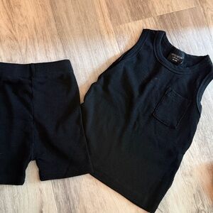 Little Bipsy Black Ribbed Top and biker shorts